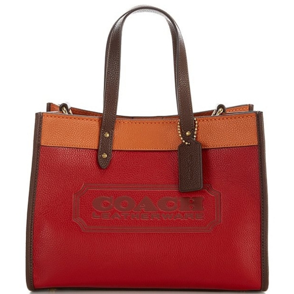 Coach Handbags - Coach Field Signature Colorblock Pebble Leather Tote Bag